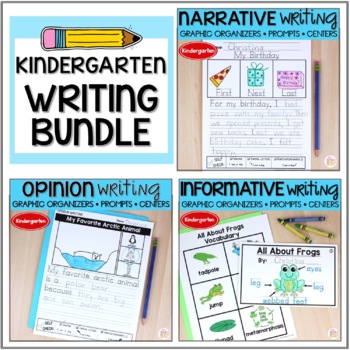 Preview of Kindergarten Narrative Opinion Informative Writing and Centers Bundle