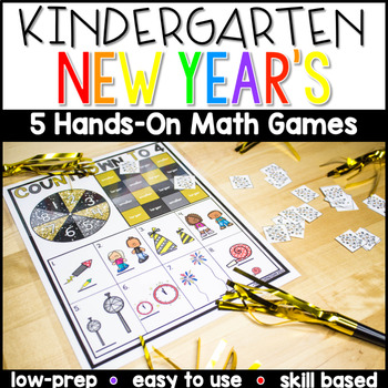 Preview of Kindergarten New Year's Math Center Games and Activities