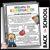 Kindergarten Newsletter - Meet the Teacher - Open House - Back to School