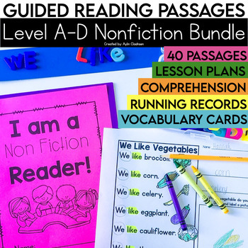 Preview of Level A-D Nonfiction Guided Reading Passages Bundle | Kindergarten