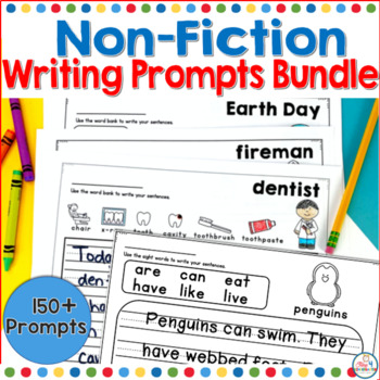Preview of Kindergarten Nonfiction Journal Writing Prompts Bundle