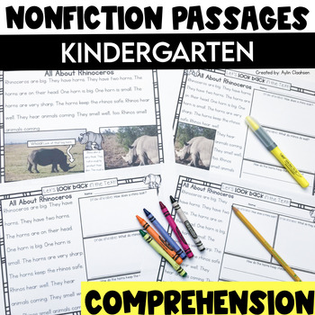 Preview of Kindergarten Nonfiction Reading Comprehension Passages and Questions Safari Zoo
