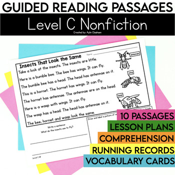 Preview of Level C Nonfiction Guided Reading Passages with Comprehension | Kindergarten