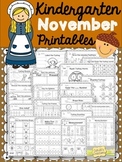 Kindergarten November Printables - ELA and Math