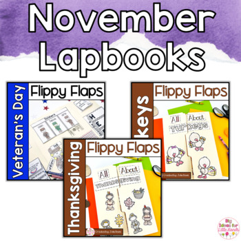 Preview of Kindergarten November Thanksgiving Lapbook Activity Bundle Interactive Notebook