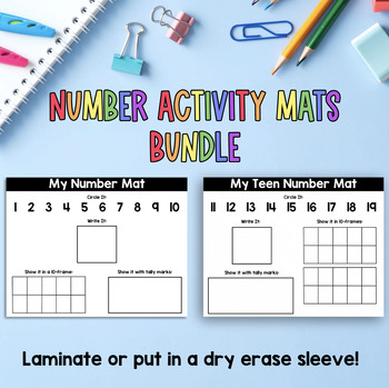 Kindergarten Number Activity Mats Bundle 1-10 and Teen Numbers | TPT