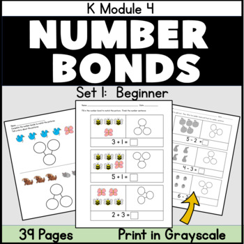 Preview of Kindergarten Number Bonds: Beginner Number Bonds  Set 1