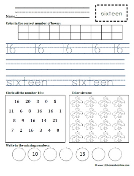 Kindergarten Number Practice 1-20 by Beth Gorden | TpT