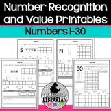 Kindergarten Number Recognition and Value Printables 1 to 