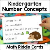 Kindergarten Number Sense Riddle Cards | Math Vocabulary a
