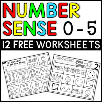 Preview of Kindergarten Number Sense Worksheets - FREE Printables