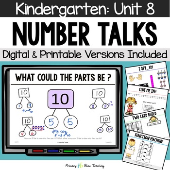 Preview of Kindergarten Number Talks Unit 8 for Building Number Sense and Mental Math