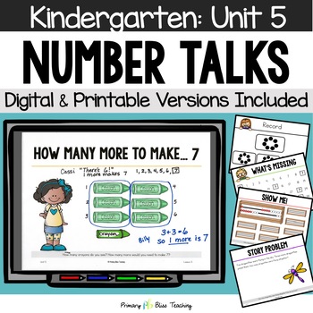Preview of Kindergarten Number Talks Unit 5 for Building Number Sense and Mental Math