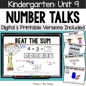 Preview of Kindergarten Number Talks Unit 9 for Building Number Sense and Mental Math