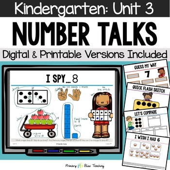 Preview of Kindergarten Number Talks Unit 3 for Building Number Sense and Mental Math