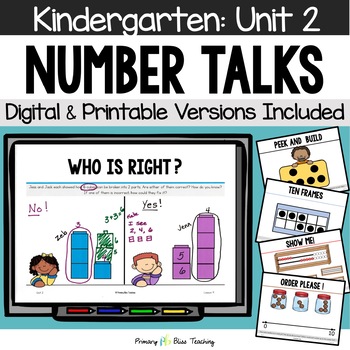 Preview of Kindergarten Number Talks Unit 2 for Building Number Sense and Mental Math