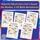 Kindergarten Number Worksheets - White Colorful Let's Coun