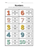 Kindergarten Number and Vocabulary Worksheet