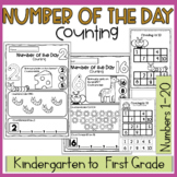 Kindergarten Number of the Day Counting Objects to 20 Worksheets