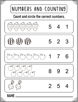Kindergarten Numbers and Counting Worksheets by The Blue Sky | TPT