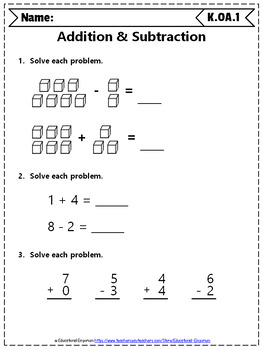 kindergarten oa worksheets operations algebraic thinking worksheets