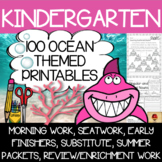 Kindergarten Ocean Themed Worksheets {100 Standards Aligne