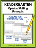 Kindergarten Opinion Writing Prompts For Differentiation