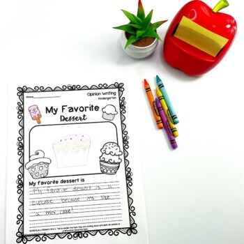 kindergarten opinion writing prompts and worksheets tpt