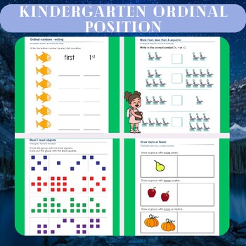 Preview of Kindergarten Ordinal Position and Comparison Worksheets