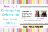 Kindergarten Orientation Parent Meeting Slides Prek, K, 1st