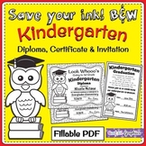 Kindergarten Owl Graduation Diploma and Invitation Fillabl