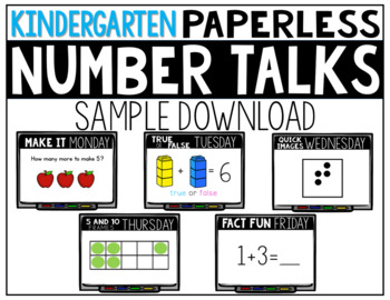 Preview of Kindergarten PAPERLESS Number Talk Sample Week