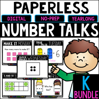 Preview of Kindergarten PAPERLESS Number Talks- A YEARLONG BUNDLE