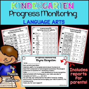 Preview of Kindergarten PROGRESS MONITORING {Language Arts}