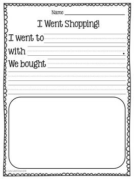 Personal Narrative Writing for Kindergarten ~ I Went Shopping Common Core