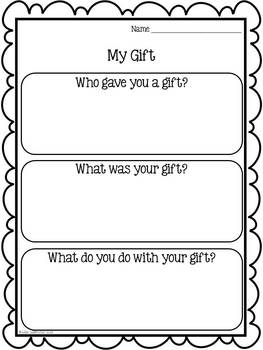 Personal Narrative Writing for Kindergarten ~ My Gift Common Core