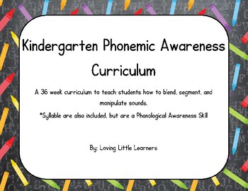 Preview of Kindergarten Phonemic Awareness Curriculum Weeks 1-9