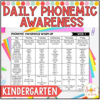 Preview of Kindergarten Phonemic Awareness Daily Warm Up Lesson Bundle | Science of Reading