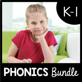 Preview of Kindergarten and First Grade Phonics BUNDLE CVC Words  Long Vowels Letter Sounds