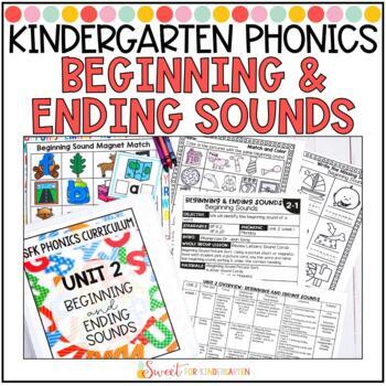 Preview of Kindergarten Phonics Beginning and Ending Sounds Unit | Initial and Final Sounds