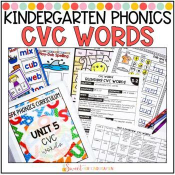Preview of Kindergarten Phonics CVC Words Unit | CVC Word Lessons and Phonics Activities