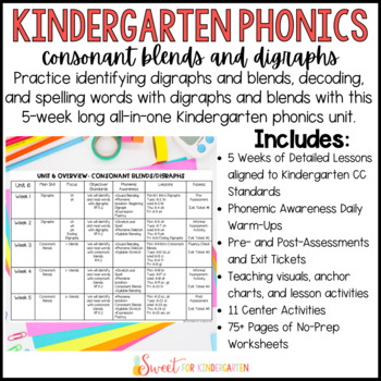 Kindergarten Consonant Blends and Digraphs Unit | TpT