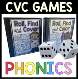 Kindergarten Phonics Games CVC Words - Roll and Cover - Co