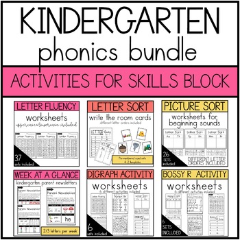 Preview of Kindergarten Phonics Growing Bundle