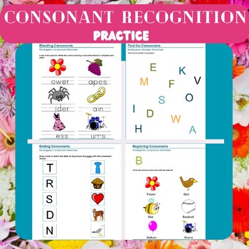 Preview of Kindergarten Phonics Worksheets: Consonant Recognition Practice