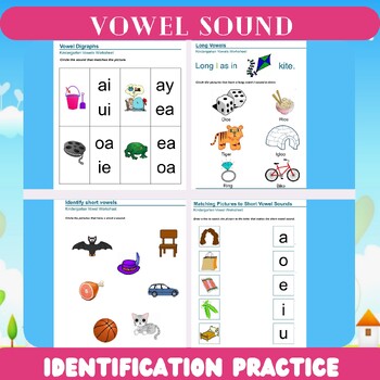 Preview of Kindergarten Phonics Worksheets: Vowel Sound Identification Practice