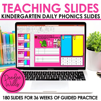 Preview of Phonics Teaching Slides for Kindergarten  No Prep Teacher Slides for the Year!