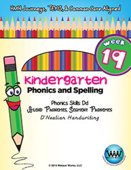 Preview of Kindergarten Phonics and Spelling D’Nealian Week 19 (D) {TEKS-aligned}
