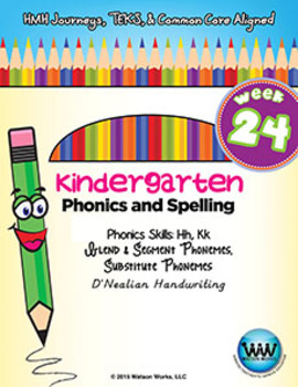 Preview of Kindergarten Phonics and Spelling D’Nealian Week 24 (H, K) {TEKS-aligned}