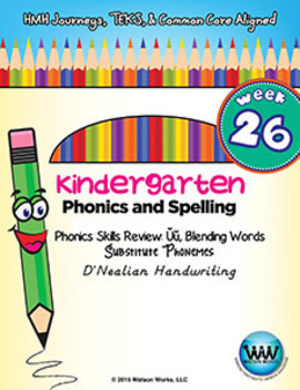 Preview of Kindergarten Phonics and Spelling D’Nealian Week 26 (Short Ŭŭ) {TEKS-aligned}